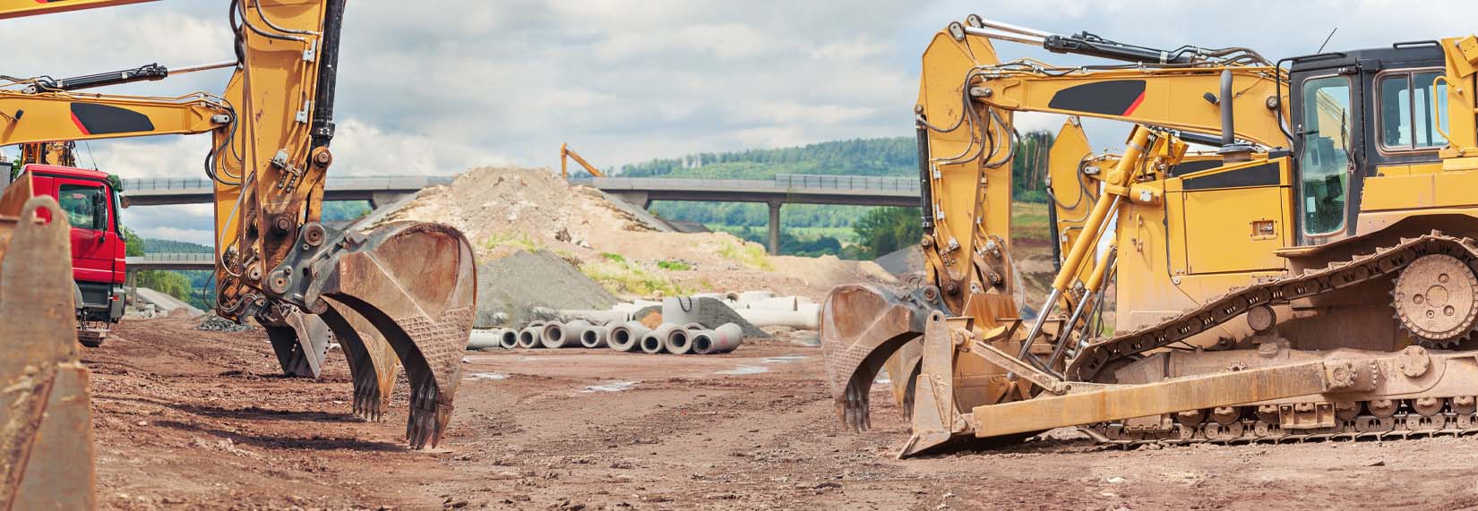 construction equipment, dozers and excavators